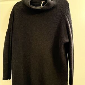 Free People Ottoman Ribbed Tunic Black Ribbed Turtleneck Sweater